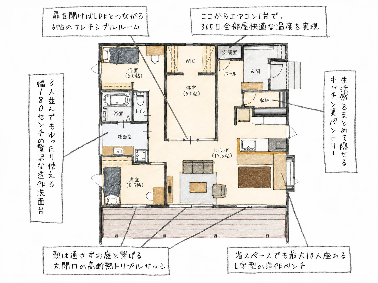 間取り図 平屋3LDK